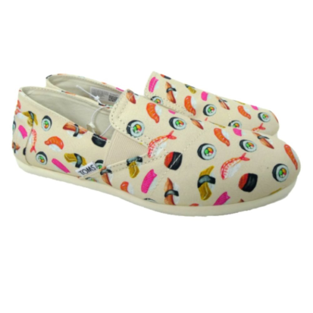 New TOMS Alpargata Women’s Natural Sushi Dinner Print shoes 6, 7, 9